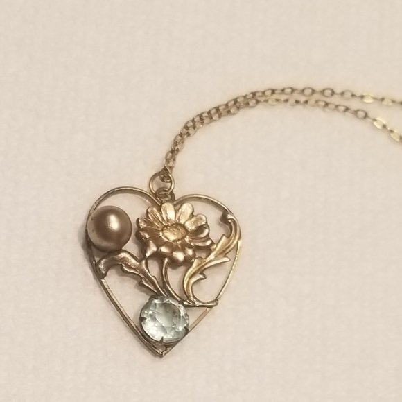 I. Michelson Jewelry - Intricate, signed I. Michelson vtg gold-filled necklace